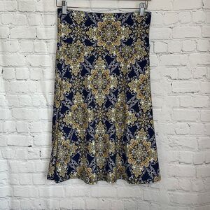 Colette Women’s Blue Yellow Mali Brushed Knit Paisley Skirt size small